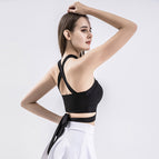 2023 Yoga Clothes Lace-up Sports Fitness Vest Women's Running Sports Cross Back Underwear with Chest Pad Top Women's