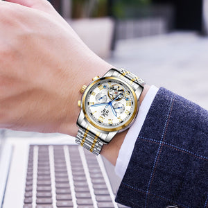 ONOLA ON6820 solid steel belt business tourbillon hollow automatic mechanical watch men's waterproof watch men