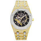 MISSFOX watch European and American explosion models full diamond hollow mechanical watch waterproof luminous stainless steel men's watch V301 Mechanical