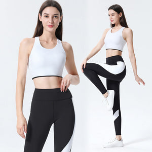 2021 new fashion running fitness vest pants sports suit women yoga two piece sports vest and leggings set 9096-6143