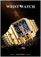 Oulm watch for men gold large dial men's watch steel calendar square quartz men's watch casual style HP3364B