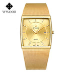 WWOOR Men's business causal watch Thin Square Dial Luminous waterproof Quartz 8831 watch
