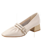 Fashion New Mary Jane Shallow Mouth Slip-on Lazy Comfortable Thick Heel Square Toe Shoes Women 3168-28