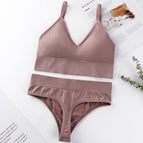 Underwear women's thin no steel ring sexy gathered bra triangle cup beauty vest comfortable panties bra set 1608