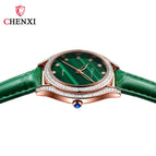 CHENXI new fashion inlaid drilled amethyst ladies watch leather waterproof small green watch quartz watch CX-320