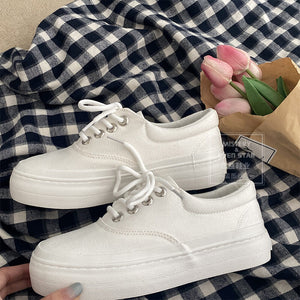 Cow canvas shoes women's steamed bread shoes 2021 new thick-soled shoes Japanese and korean cute casual shoes