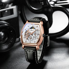 CHENXI new sun moon stars barrel-shaped automatic mechanical watch, luminous hollow mechanical watch CX-8855