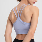 New Spaghetti Strap Beauty Back Sports Underwear Women's Running Yoga Workout Clothes Bra Vest TOP WXM5291