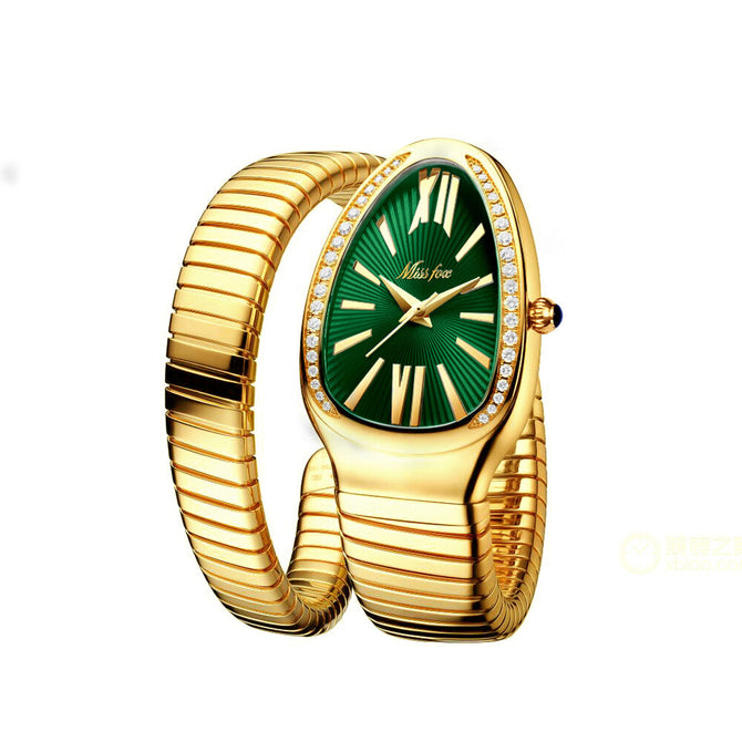 Missfox watch women's fashion personalized snakehead Bracelet Stainless Steel Diamond snake watch women