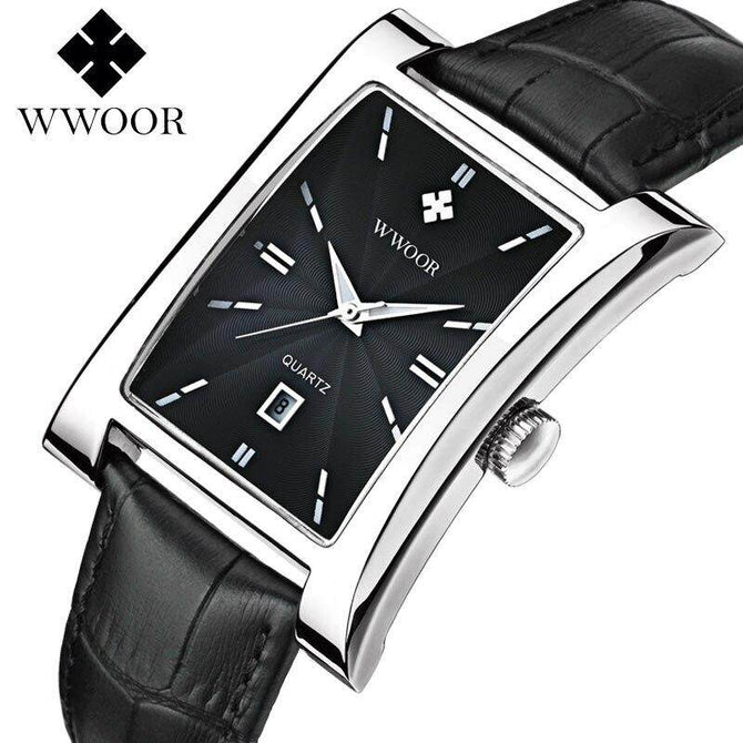 New Luxury Brand WWOOR 8017 Men's Watches Quartz Watch Male Wristwatch leather Strap Waterproof Clocks