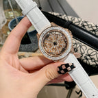 2023 New Ladies Watch Snowflake Hollow out See through Fashion Rotating Rhinestone Light Luxury Women's Watch 77023