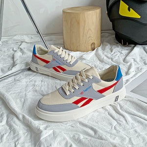 Color-blocking low-top trend canvas shoes men's autumn 2021 new Korean flat bottom shoes all-match breathable casual shoes