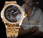 Jaragar Men's Fashion Casual Tourbillon Large Dial Hollow Automatic Mechanical men casual Watch SLZf65