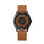 EUTOUR Magnetic Ball Bearing Men's Wooden Dial Personality Creative Watch Fashion Concept Rimless Design Watch Male Women Watches with Boxes Gifts
