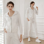 Autumn and Winter Sports Jacket pants set Women's Slim Fit Hooded Windproof Yoga Fitness Casual Running Bodysuit set 236