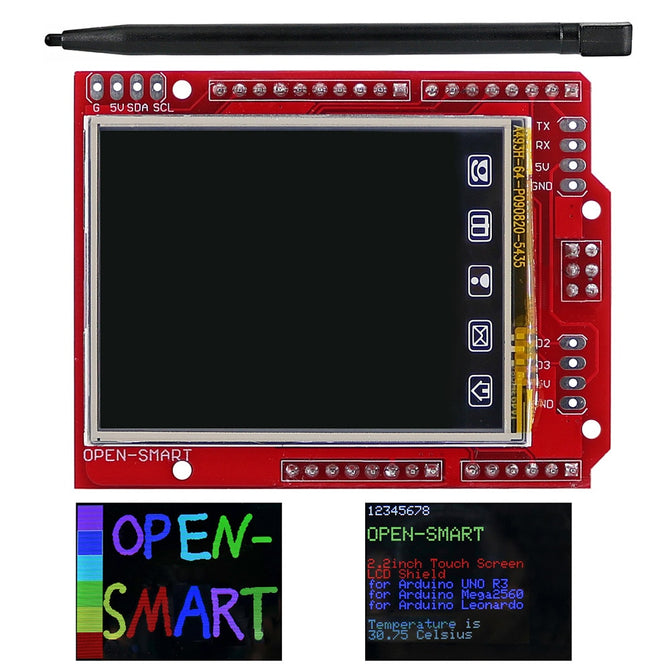 2.2 Inch TFT LCD Display Shield Touch Screen Module Onboard LM75 Temperature Sensor + Pen for Mega2560 Compatible for Arduino