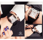 【Large stock】Original GUOU 8154 Small Dial Casual watches Ladies Watch Square Clocks Roman Scale Waterproof Silicone Calendar Movement Women Wristwatch Luxury Brand