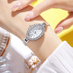 GEDI new full diamond personality niche oval watch ladies light luxury fashion bracelet quartz watch feminine temperament 2754