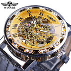 Winner Watch Men's Fashion Casual Classic Popular Rhinestone Hollow Manual Mechanical men Watch SLZg48