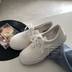 Platform canvas shoes women's heightened student casual shoes 2021 new Korean ins big-toed shoes 503