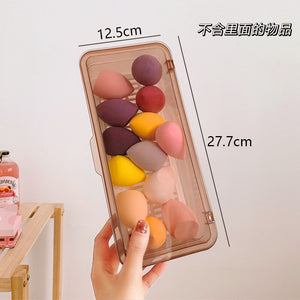 Makeup brush storage box with lid dustproof beauty egg lipstick portable desktop transparent storage bucket