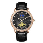 KIMSDUN retro engraved moon phase high-end imitation mechanical watch men's waterproof quartz watch K-2191B