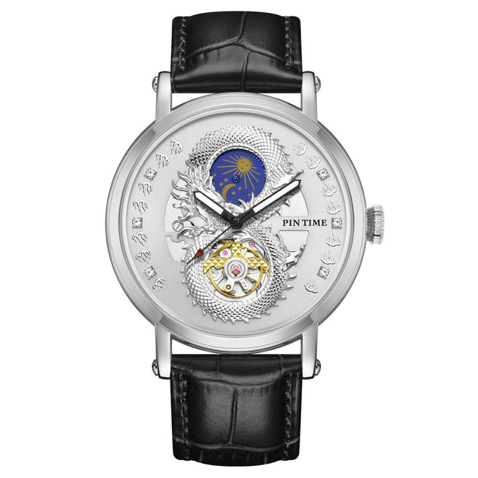 PINTIME Automatic Mechanical men's watch Hollow Fashion Watch Men's fashion business causal Men's Watch 2362