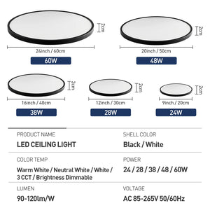 20inch Dimmable Led Ceiling Lamps Smart APP Remote Control Ultra-thin Bedroom Ceiling Lights Panel Light For Living Room Kitchen