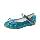 2021 new Korean bow princess children's shoes hook and loop sequined flat shoes for children and girls dancing shoes 1799-25