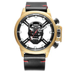 SKONE Skull Fashion Quartz Watch Casual Hollow out Men's leather Watch 9499