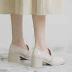 2022 new crystal ice flower Mary Jane single shoes women's high-heeled patent leather loafers thick-heeled big-toe doll shoes S256