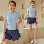 lulu yoga clothes top women's spring and summer drawstring thin sports professional running fitness clothes shorts suit 226+809