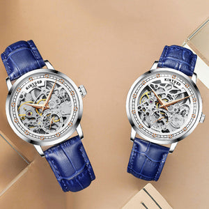 KINYUED couple diamond thin mechanical watch hollow leather fashion business watch J076