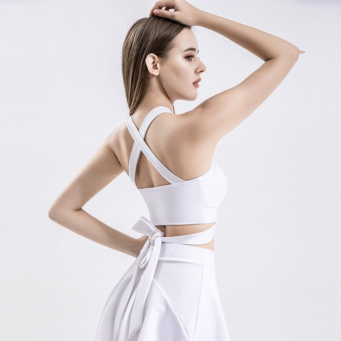 2023 Yoga Clothes Lace-up Sports Fitness Vest Women's Running Sports Cross Back Underwear with Chest Pad Top Women's