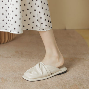 Half slippers women's 2022 spring and summer new slippers women's square toe sandals women's outer wear slippers women 132-1