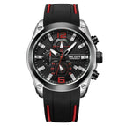 Megir 2063 Men's Chronograph Analog Quartz Watch with Date Luminous Hands Waterproof Silicone Rubber Strap Wristswatch for Man