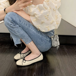 Women shoes Sheii bow square toe pumps ballet flats women's shoes office lady causal shoes N1-1