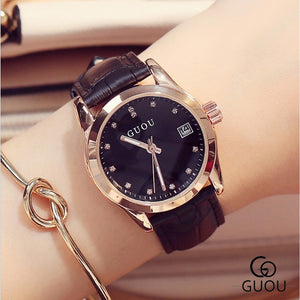 [Larger Stock] GUOU 8076 Women's watch Fashion Simple Luminous Calendar Quartz watch lady watches