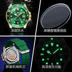 OLEVS Automatic mechanical watch men's green Luminous Lux men's watch waterproof business watch 6650