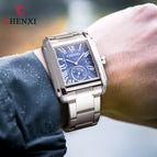 CHENXI Men's watch New Square Steel Band Watch fashion casual waterproof calendar quartz men's casual watch CX-8216