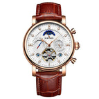 KINYUED waterproof hollow mechanical watch fashion leather diamond star high-end men's mechanical watch J025