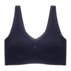 Plus size Thin ice silk beautiful back gather bra wrap chest underwear deep V breathable small chest vest type seamless sleep bra women