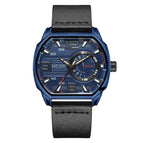 New megir men's watch innovative square sports watch waterproof luminous leather men's watch 2201