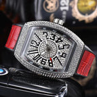 Watch for me Full Diamond Quartz Watch Pin Buckle Fashion Men's Watch Barrel-Shaped Couple Watch 8122