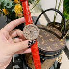【Large stock】Diminnie Korean Version Full Diamond Belt Women's Watch Fashionable Classy Rotating Large Dial Ladies