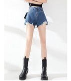 JEANS white ripped denim shorts women's 2022 summer new high-waisted thin A-line wide-leg hot pants JC3023