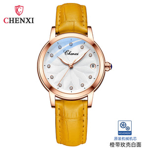 Chenxi Ladies Watch Trend Fashion Automatic Mechanical Watch Diamond Waterproof Luminous Calendar Women Watch CX-8833