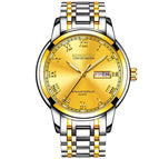 Kingnuos 1758 Double Calendar Steel Band Watch Round Genuine Quartz Watch Business Non Mechanical Watch