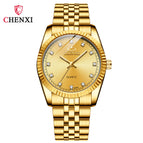 CHENXI Men's Women's Watch Waterproof Business Watch Female Men's Gold fashion quartz Couple Watch CX004A