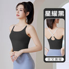 New yoga sports vest Thin Shoulder Sports Sling Padded Vest Sports Underwear Women's Bra Fitness Yoga Beauty Back Top JYMB005